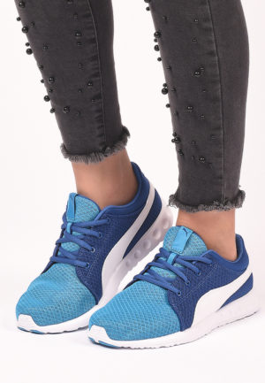 Pantofi sport albastri de firma Puma Carson Runner 400 Mesh pentru femei