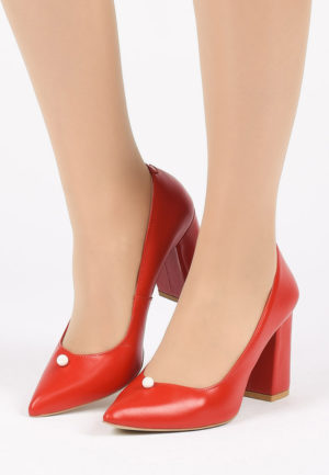 Pantofi cu toc Virgo Rosii ieftini online din materiale de calitate