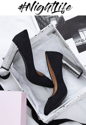 Pantofi cu toc Lloris Negri ieftini online din materiale de calitate