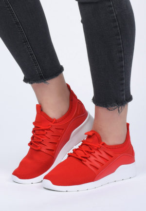 Pantofi sport dama rosii comozi si moderni realizati din material textil Arhal