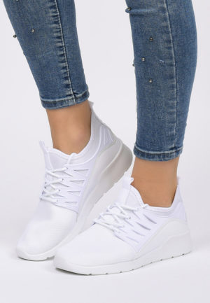 Pantofi sport dama albi comozi si moderni realizati din material textil Arhal