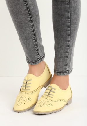 Pantofi dama galbeni stil Oxford foarte comozi si eleganti Jonette cu perforatii