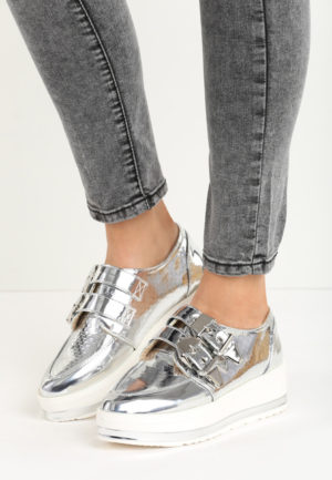 Pantofi casual cu platforma Ane Argintii ieftini online din materiale de calitate