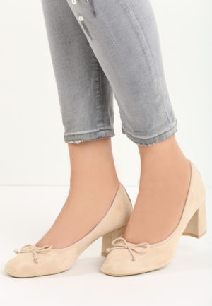 Pantofi cu toc Alison Bej ieftini online din materiale de calitate