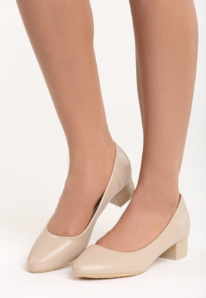 Pantofi cu toc Melanija Bej ieftini online din materiale de calitate