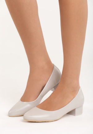 Pantofi cu toc Melanija Gri ieftini online din materiale de calitate