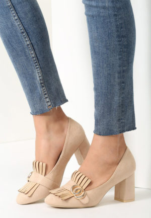 Pantofi cu toc Sophia Bej ieftini online din materiale de calitate