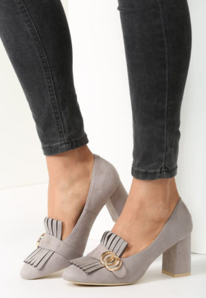 Pantofi cu toc Sophia Gri ieftini online din materiale de calitate