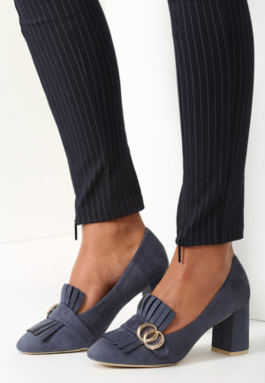 Pantofi cu toc Sophia Navy ieftini online din materiale de calitate