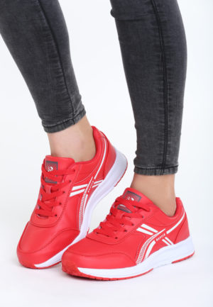 Pantofi rosii sport pentru dama Aprecida cu sireturi si talpa confortabila