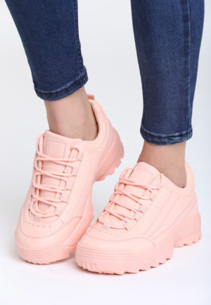 Pantofi sport roz de primavara cu sireturi si talpa dubla confortabila Cabrila