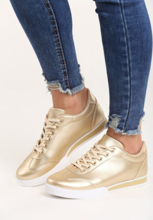 Pantofi sport aurii comozi si stilati Emmalyn pentru tinute casual de zi