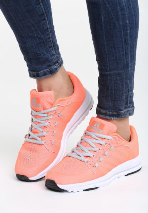 Pantofi sport comozi portocalii cu sireturi de primavara Karola realizati dintr-un material textil de calitate