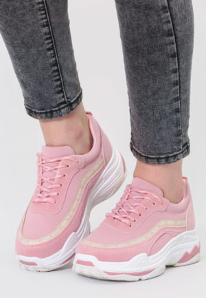 Pantofi roz sport pentru femei Vista cu talpa inalta foarte comoda si moderna