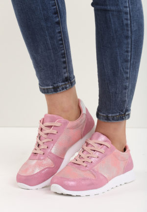 Pantofi sport confortabili roz pentru femei Tovia prevazuti cu sireturi
