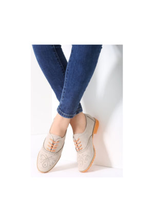 Pantofi Oxford Jonette Crem ieftini online din materiale de calitate