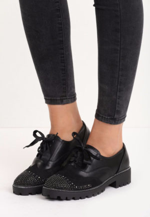 Pantofi Oxford Sheri Negre ieftini online din materiale de calitate