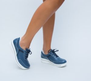 Pantofi casual bleumarin cu sireturi Calipso portiviti pentru tinute moderne de primavara