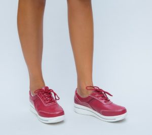 Pantofi casual rosii cu sireturi Calipso portiviti pentru tinute moderne de primavara