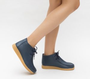 Pantofi casual pentru dama albastri realizati din piele naturala Defendo comozi si moderni