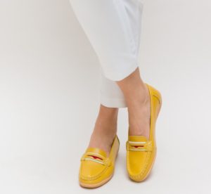 Pantofi casual galbeni de dama Grifis de tip slip-on pentru tinute de zi