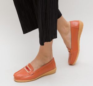 Pantofi casual portocalii de dama Grifis de tip slip-on pentru tinute de zi
