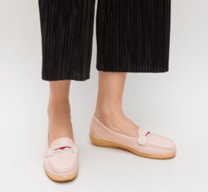 Pantofi casual roz de dama Grifis de tip slip-on pentru tinute de zi
