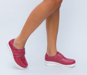 Pantofi ieftini rosii casual de primavara Iron ce se inchid cu scai