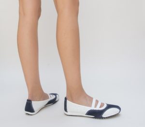 Pantofi ieftini albi de primavara casual cu design de tip slip-on Miha
