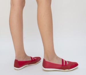 Pantofi ieftini rosii de primavara casual cu design de tip slip-on Miha