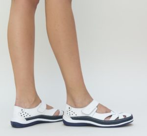 Pantofi casual albi de vara cu scai si perforatii Mirabela pentru un confort absolut