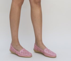 Pantofi de dama ieftini roz din piele naturala de calitate Prigon