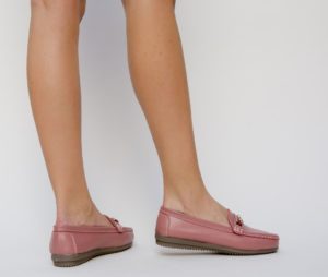 Pantofi dama roz fara toc din piele naturala Tonia prevazuti cu talpa de silicon