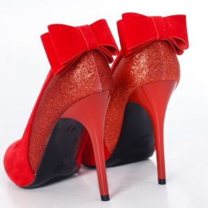 ore Sweat Passerby Pantofi stiletto rosii sidefati cu toc inalt accesorizati cu fundita la  calcai Badaidra – Pantofi.Talya.ro