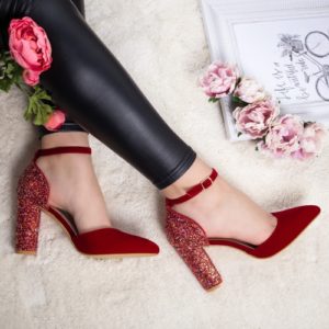 Pantofi Bardia rosii cu toc ieftini online