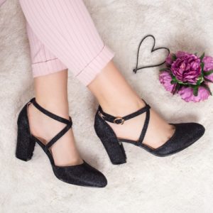 Pantofi Citami negri cu toc eleganti ieftini online