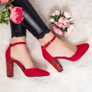 Pantofi Laliri rosii cu toc ieftini online