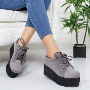 Pantofi Murani gri cu platforma ieftini online