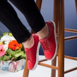 Pantofi rosii casual pentru femei realizati din piele naturala Darlene