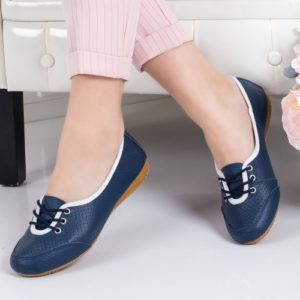 Sentimental soft shutter Pantofi dama de piele naturala albastri fara toc prevazuti cu sireturi  subtiri Larine – Pantofi.Talya.ro