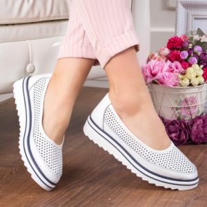 Pantofi Piele Riola albi casual-rl de calitate