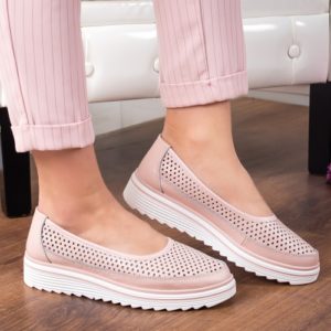 Pantofi Piele Riola roz pal -rl de calitate