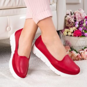 Pantofi Piele Seriona rosii casual de calitate
