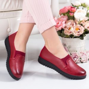 Pantofi dama de primavara rosii casual comozi si stilati Ujana cu croiala slip-on –